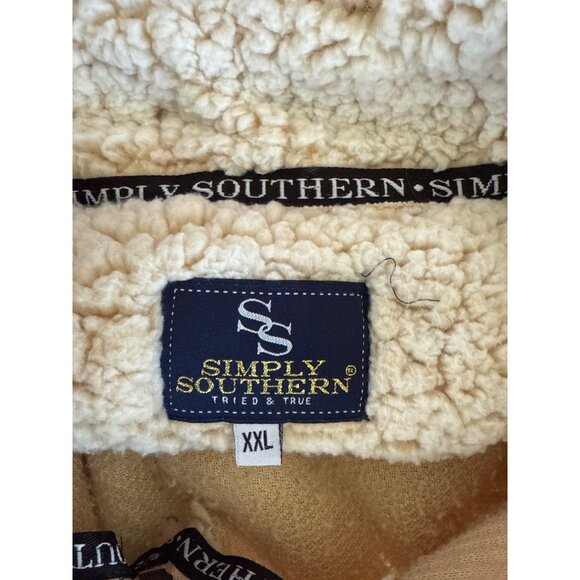 Simply Southern XXL Beige Sherpa Quarter-Zip Pullover Faux Fur/Polyester Cozy - Picture 3 of 5